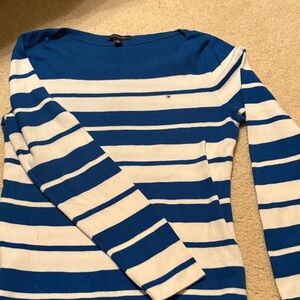 Womens Tommy Hilfiger Blue and White Striped Top - Size XL